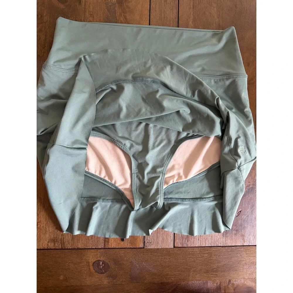 Albion Fit Sage Green Ruffle Swim Skirt XL High Waisted Bikini Bottom Skort - Picture 4 of 6